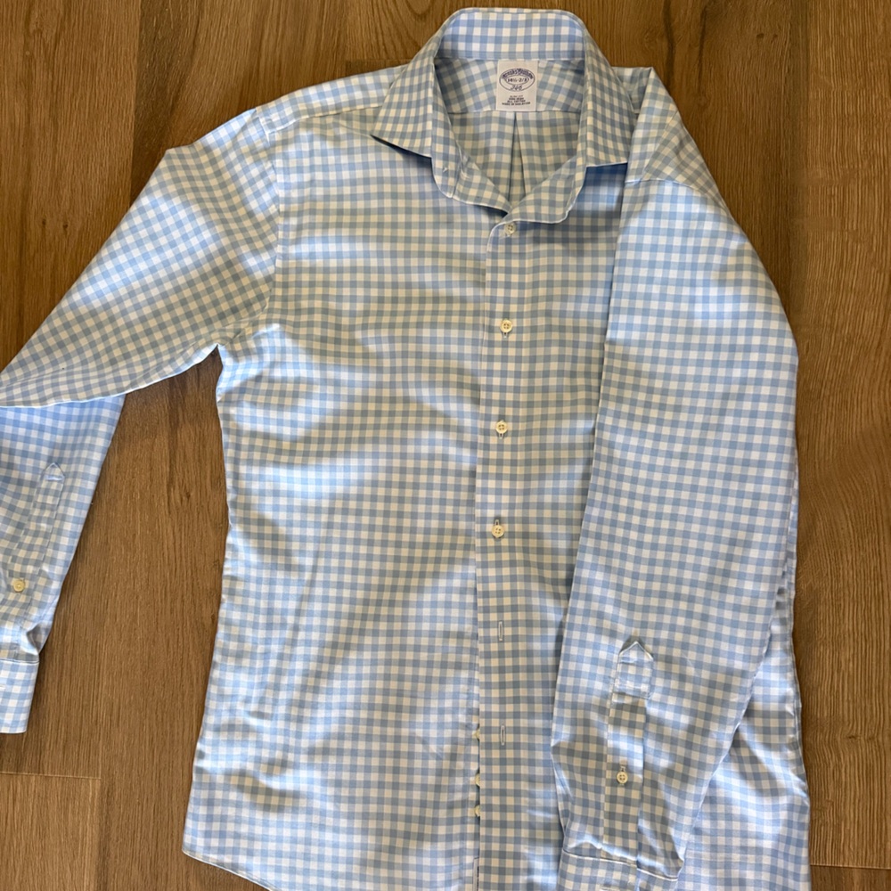 Brooks Brothers Blue and White Gingham Dress Shirt